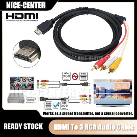 HDMI TV To 3 RCA Cable 1.5M HDTV Cables Audio Video .